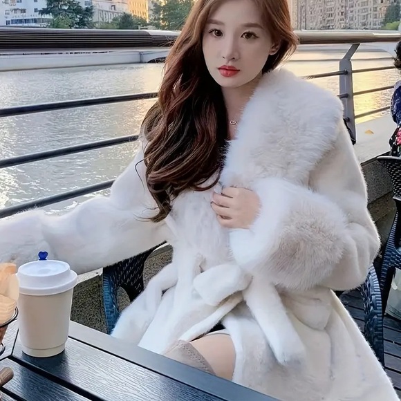 Unbelievably soft, faux fur belted jacket in Coffee Brown. - Picture 10 of 15